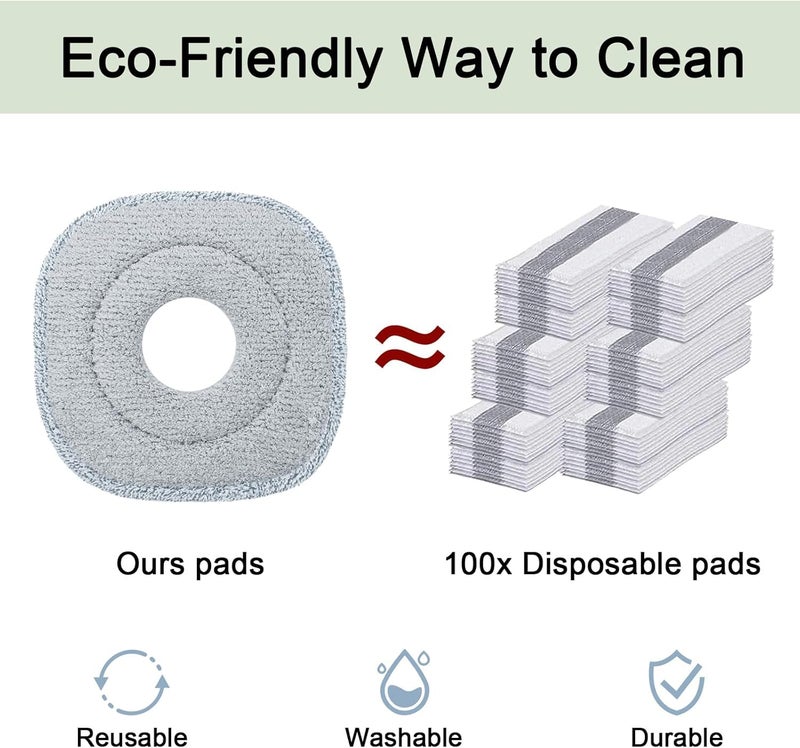 True & Tidy عبوة من قطعتين من وسادة الممسحة المصنوعة من الألياف الدقيقة السميكة للغاية مقاس 9 بوصات من True & Tidy لـ SPIN-800 TrueClean Mop & Bucket Square Mop المتوافقة مع M16 ومعظم الممسحة الدوارة المربعة والدلو يمكن غسلهما في الغسالة حتى 100x - Image 4